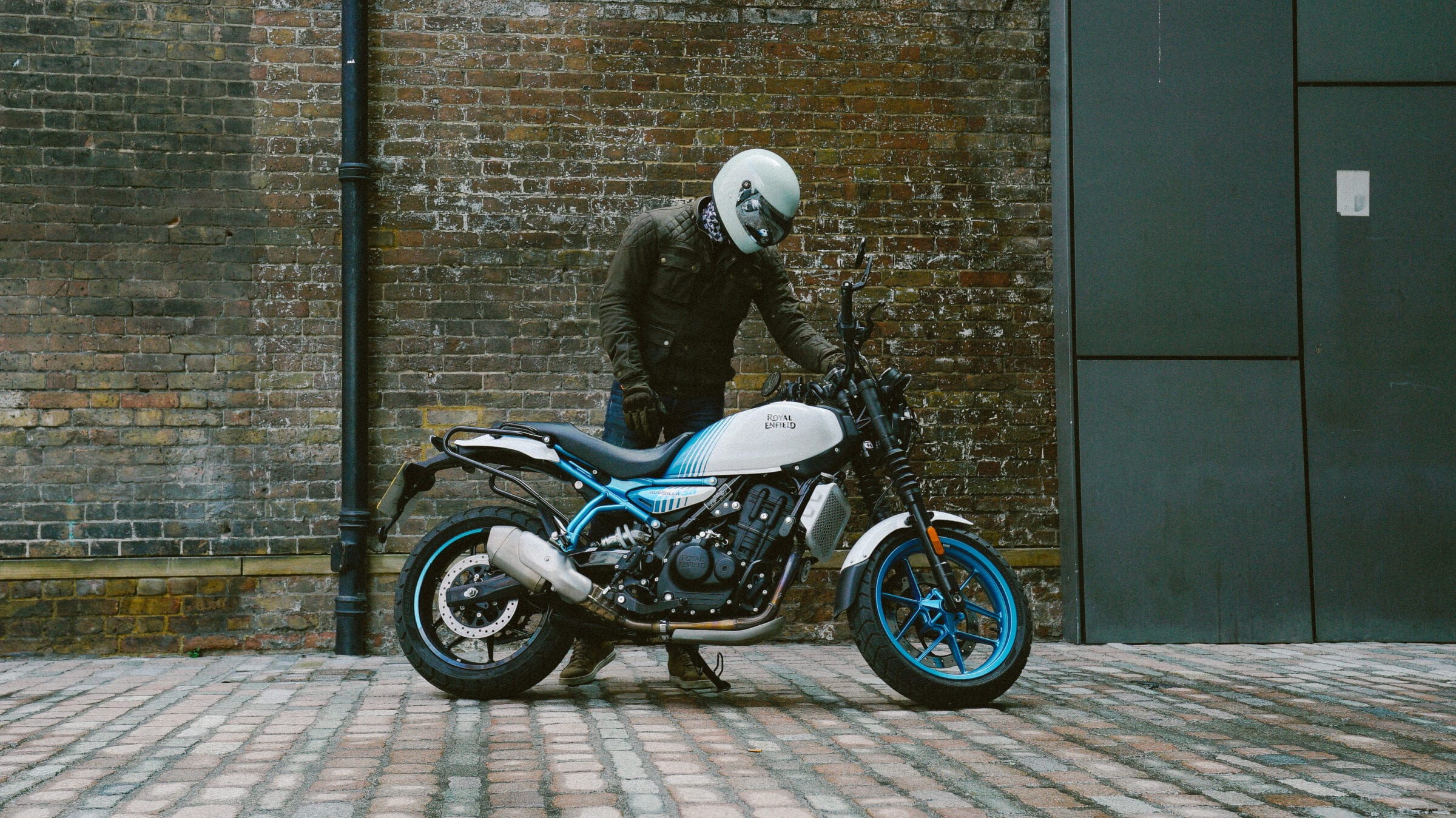 Rider turning off Royal Enfield Guerrilla 450